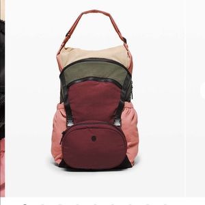 EUC RARE 🦄 Lululemon Pack and Go Backpack Deco Pink/Trench/Savannah/Army Green